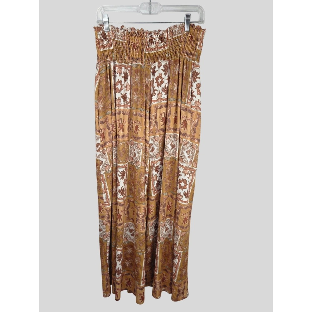 Three Bird Nest Wide Leg Pants XL Printed Smocked Waist Boho Paisley Palazzo NWT - Picture 2 of 14